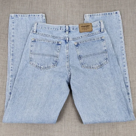 Wrangler Slim Straight 100% Cotton Light Wash Denim Jeans. 32 × 34 - Picture 5 of 5